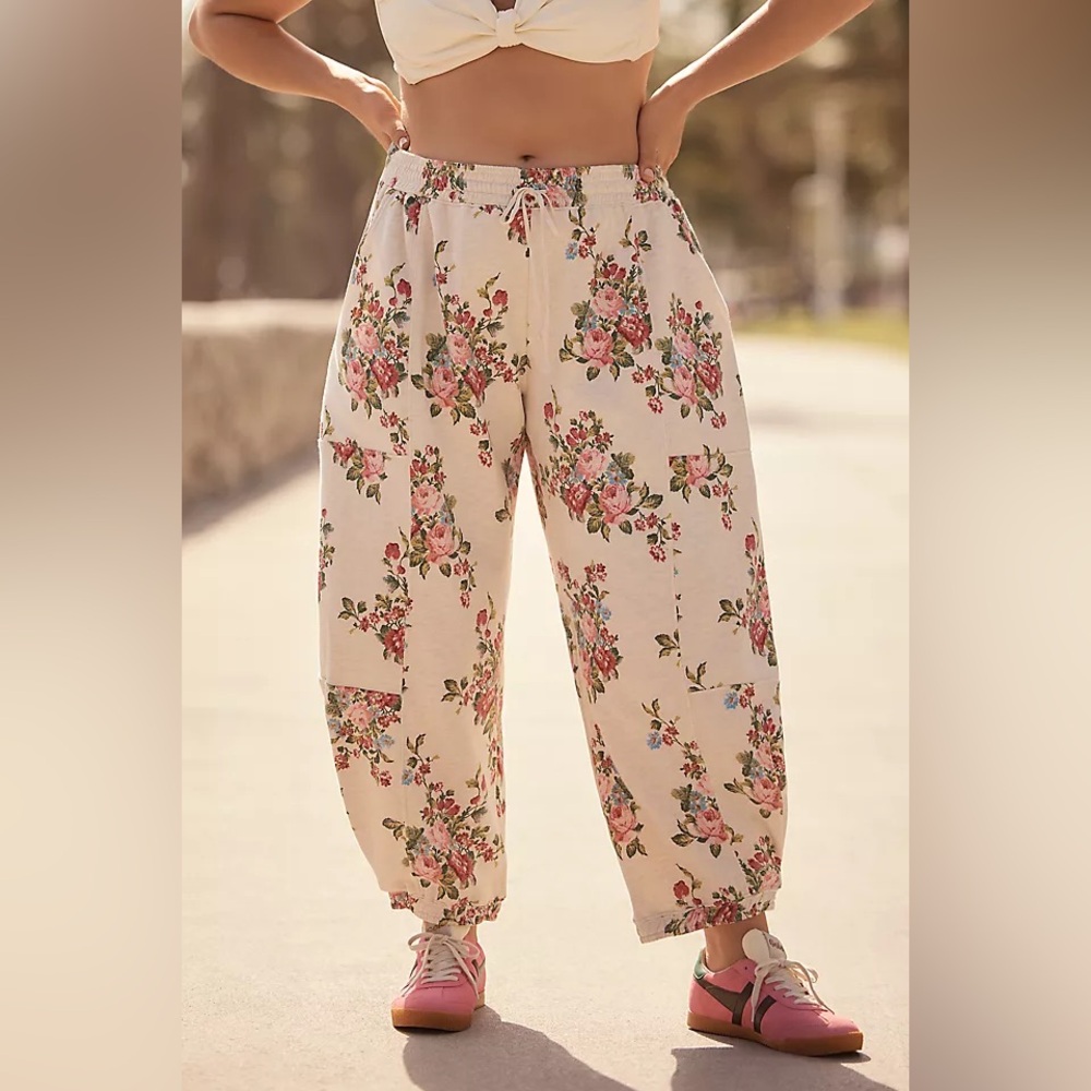 Anthropologie Floral Print Joggers